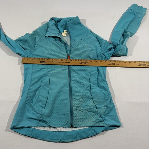 Women Lululemon Windbreaker Track Running Jacket Blue Zip Pocket Sz 6 Flaw - Picture 8 of 16